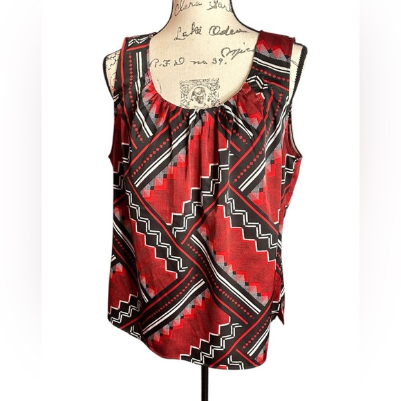 Chico's Red and Black Geometric Tank Top - Picture 1 of 4